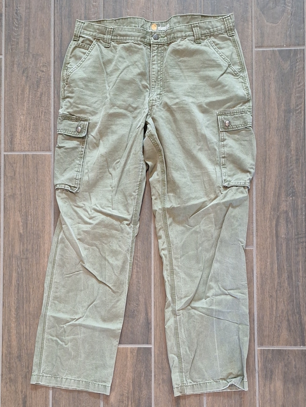 Carhartt Relaxed Fit Olive Green Cotton Cargo Pants Size 40x34